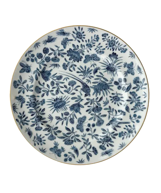 Mottahedeh Sacred Bird & Butterfly Blue Dinner Plate