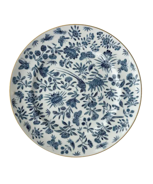 Mottahedeh Sacred Bird & Butterfly Blue Dinner Plate